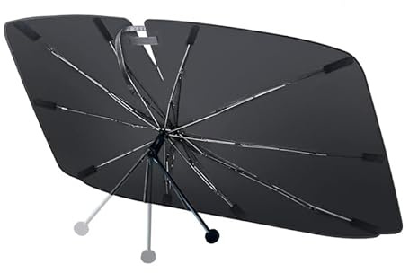 Parasol para Parabrisas de Coche,Plegable Parasol Paraguas Coche para Parabrisas Delantero con Esqueleto de Fibra de Carbono Protección del Interior para Berlina y SUV (145 * 85cm)