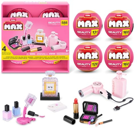 Max Build More Premium Beauty Collection 4er-Pack von ZURU – Unboxing Spielzeug & Klemmbausteine Minis zum Sammeln mit bis zu 169 Teilen, Stylische Designs zum Zusammenbauen & Ausstellen