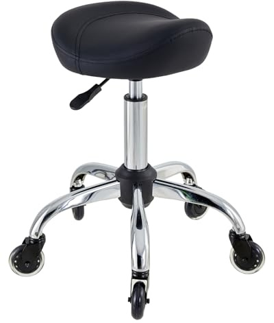 Towning Saddle Stool Chair, Ergnomic Stool with Wheels, Rolling Salon Stool Chair with Comfortable Seat Padding, Height Adjustable Saddle Chair for Hair Stylist Kitchen Spa Drafting Office Home