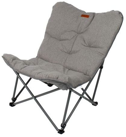 Eclipse Glampingstuhl Outdoor Campingstuhl Tragkraft 180 KG klappbar | Schmetterlingsstuhl Faltstuhl Strandstuhl Balkonstuhl Gartenstuhl mit Tragetasche Modell: Herkules, Stofffarbe:Grau