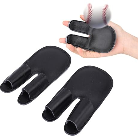 Asixxsix 2pcs Baseball Finger Guard, PU Leather Thickened Palm Shock Absorbing Sport Finger Sleeves, Protective Glove Insert, Outdoor Training Safety Gear for Baseball Softball