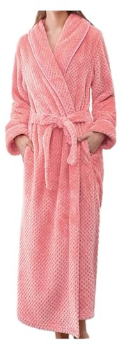 Accappatoio da donna in morbido peluche, extra lungo, vestaglia in pile di flanella, vestaglia invernale da mattina