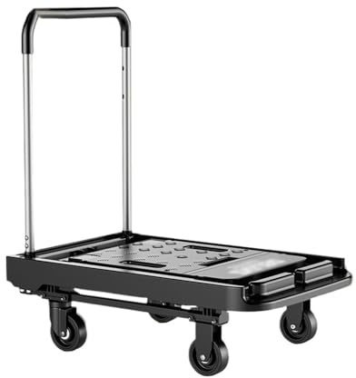 Carretilla de Mano Carro pequeño, Remolque exprés Ligero, Plataforma Plana Totalmente Plegable, Carro portátil tirado a Mano for Transporte, doméstico Transpaleta Manual(Pequeño)