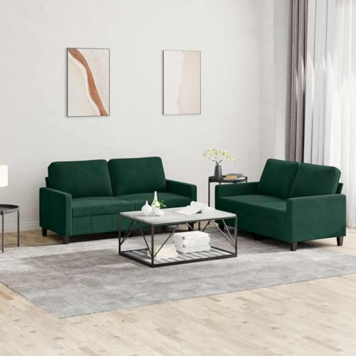 Owoxanthellate 2-TLG. Samt Ecksofa Garnitur (138/158 x 77 x 80 cm) Dunkelgrün Recamiere mit Kissen Modernes Design Robust und Langlebig für Wohnzimmer Büro Flur