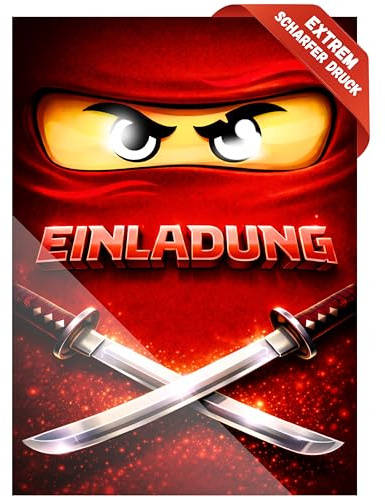 ZETTMANN 12 Premium Einladungskarten Kindergeburtstag Junge - Karten Set mit Ninja Motiv - Einladungen Geburtstag - hochwertige Geburtstagseinladungen (Roter Ninja)