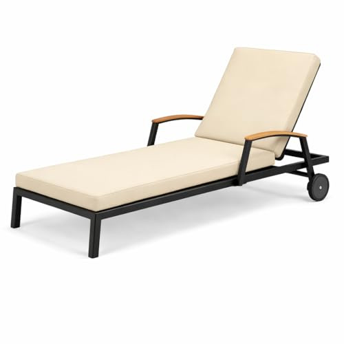 GYCS Cojín para Tumbona De Exterior Poliéster Impermeable Plegable Resistente Al Agua Resistente A Los Rayos UV Base Antideslizante con 6 Cintas Y Reposabrazos para Jardín O Camping,Off,183x53x6cm