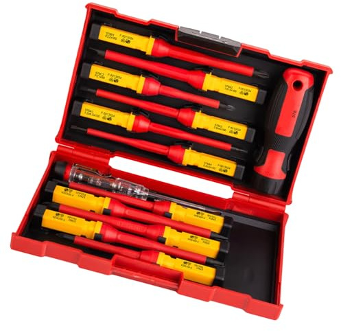Jeu d ' outils d ' électricien isolé 13 en 1, jeu de tournevis en acier non conducteur 1000V, électricien professionnel magnétique