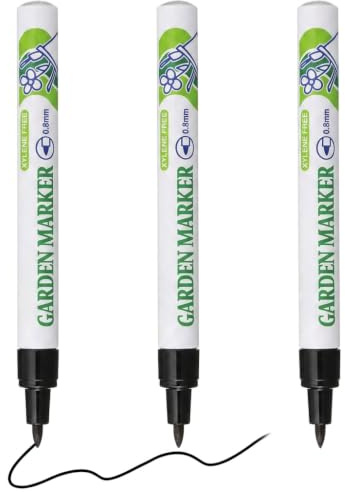 YDSW Garden Marker Pens, 3 Pack Uv Resistant Waterproof and Quick Drying Black Plant Permanent Markers, 0.8mm Fine Tip Outdoor Markers Suitable for Wood Glass Ceramics Metal and Plastics