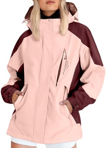 IQYU Lightweight Hooded Rain Coats For Women Windbreaker Summer Jackets Waterproof Active Outdoor Trench Coat Zipper Quick Dry Rain Jacket Softshell Raincoat For Hiking Walking Cycling