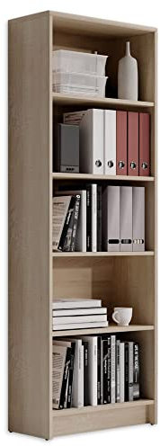 LILLY Regal Sonoma Eiche Optik - Modernes Bücherregal mit 5 offenen Fächern - Vielseitiges Büro Aktenregal Standregal mit viel Stauraum - 60 x 172 x 28 cm (B/H/T)