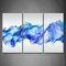 First Wall Art - Abstracto Fumar Cuadros en Lienzo Líneas Onduladas Azules Decoracion de Pared 3 Piezas Modernos Mural Fotos para Salon,Dormitorio,Baño,Comedor