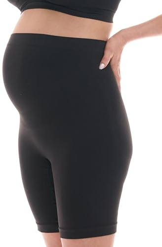 Herzmutter Culotte Maternité - Panty-Culotte Grossesse - Anti Frottement Cuisse - sous-vêtements Maternité - sous Robe - Shorty Grossesse - sans Couture - OekoTex100-5500 (M/L, Noir)