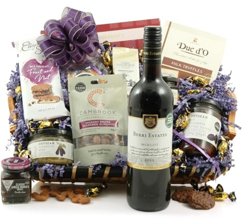 Amythyst Red Wine Chocolate Hamper Gift Set - Award-Winning Wine - Mother's Day Hamper Gift for Women, Anniversary, Birthdays, Hampers for Couples