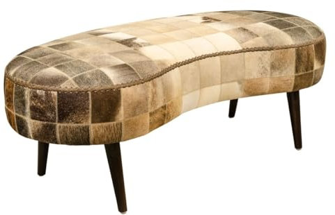Casa Padrino Luxus Sitzbank mit Kuhfell 130 x 60 x H. 50 cm - Designermöbel