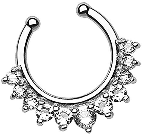 Taffstyle Fake Piercing Ring Strass Kristall Ring für Ohr Nase Lippe Intim