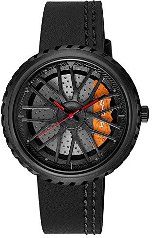 Ourui Montres Bracelet,Montre À Quartz Créative À Cadran Creux Et Étrier De Frein, Noir