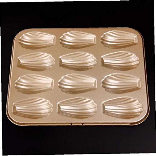 12 Conchas De Cuadrícula Madeleine Herramienta Cuadrada para Hornear Pasteles De Bandeja De Oro De La Torta del Molde