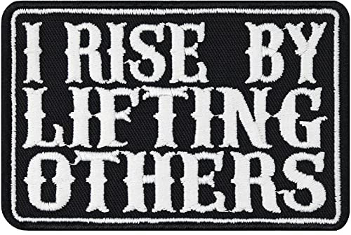 Motivationspatch I rise by lyft annat tung metalltyg/påstrykning biker emblem strykbilder/applikation för att sy/stryka på alla tyger | 90 x 30 mm
