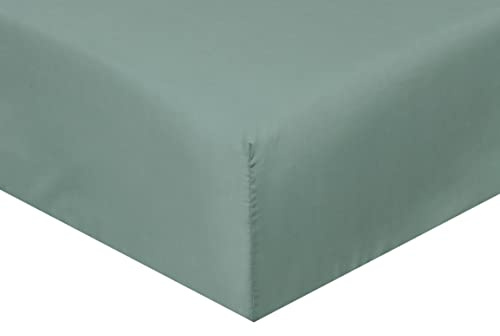 Sleepdown Fitted Sheet Super Soft Cosy Easy Care Polycotton Bed Linen Luxury Bedding Bedsheet 25cm Deep Non Iron - Sage Green - King