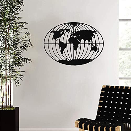 KLZUOPT Exquisite Wandskulptur Kunstdeko Metall Weltkarte Wanddeko Metall Weltkarte 3D Wand Silhouette Metall Wanddeko Home Office Deko Schlafzimmer Wohnzimmer Deko Skulptur
