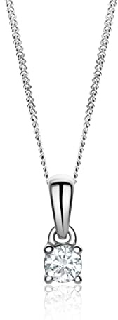 MIORE Halskette Damen, 14 Karat 585 Weißgold/Gelbgold Solitär Diamant Anhänger 0.10/0.15/0.20 ct, Panzerkette 45 cm aus Gold Oder 925 Sterlingsilber, Schmuck Damen, geliefert in Schmuckbox