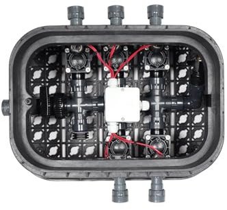 Wacredo Bewässerungsverteiler mit Premium Ventilbox | Anschlussmaterial | Verschraubungselemente | Magnetventile | Messing Druckluftanschluss mit Kugelhahn (Kugelhahn, 5 Stationen)