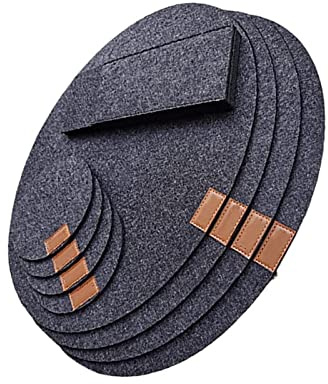 Oval Verdicken Filz Platzsets 4er Set mit 4 Untersetzer und Messer Gabelbeutel Umwelt Waschbare Tischsets Abgrifffeste rutschfest Hitzebeständig Platzdeckchen Platz Matten für Speisetisch Grau
