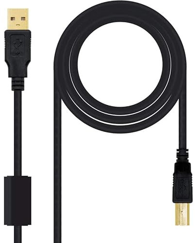 Levitantes Cavo ferrite USB 2.0, cavo ferrite per stampanti, colore nero, cavo maschio a maschio tipo A/M B/M da 5 metri