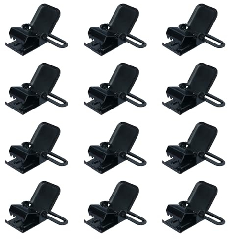 KUNN 2 Inch Suspender Clips Heavy Duty Suspender Metal Holder Fasteners, Black Plating, 12 Pcs