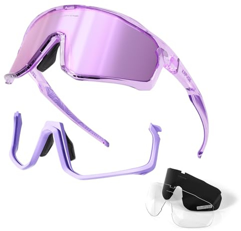 KAPVOE Polarisiert Fahrradbrille mit 3 Wechselgläser für Herren Damen Sport Radfahren MTB TR90 Rahmen Sportsonnenbrille Radbrille Sportbrille Fahren Baseball Radsport Laufen Golf Volleyball Angeln K93