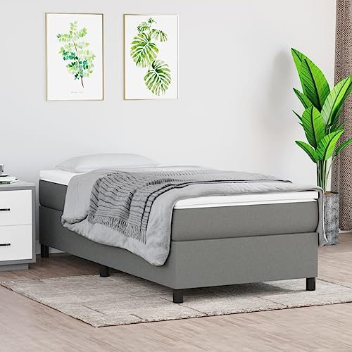 Annlera Bettgestell 193x90x35cm Grau Stoff,Sperrholz,Holzwerkstoff Tagesbett Aus Holz Jugendbett Robusten Bettgestell Sofa Im Wohnzimmer Einzelbett Bodenbett Palettenbett Lattenrost