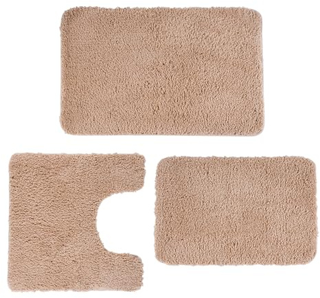 3-teiliges Luxus-Badezimmerteppich-Set mit U-förmigem WC-Vorleger, rutschfeste TPR-Unterseite, dicker Mikrofaser-flauschiger Plüsch, Wasseraufnahme, schnell trocknend, ultraweich, Badematten für