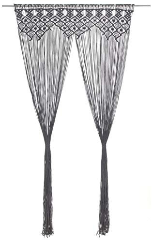 LAPOOH Makramee Vorhang, Türvorhang, Boho Deko Outdoor, Fliegenvorhang, Bodenkissen, Makramee Deko, Balkonvorhang, Raumtrenner Vorhang, Vorhang Raumteiler, Anthrazit 140x240 cm Baumwolle