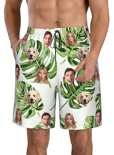 Badeshorts mit Personalisierte Gesicht - Personalisierte Foto Badeshorts -mit Foto Gesicht Sport Strandshorts - Verstellbar Tunnelzug - Strandboardshorts Schnell trocknende-Funny Geschenke für Männer