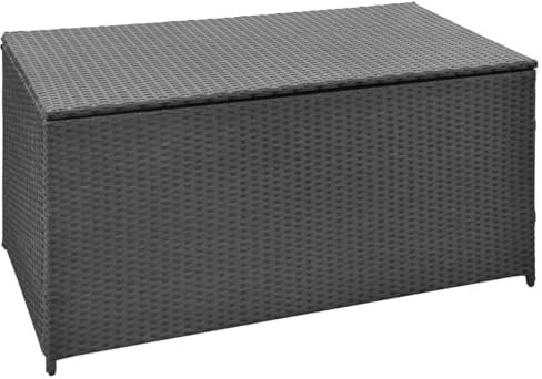Tidyard Garten Auflagenbox Gartenbox Garten Balkon Aufbewahrungsbox Kissenbox Gartenmöbel Garten Box Outdoor Truhe Schwarz 120x50x60 cm Poly Rattan