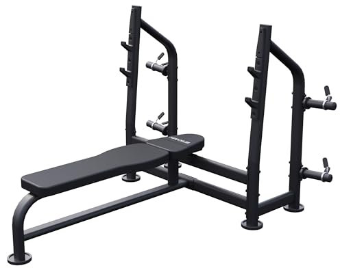 MAXXUS Hantelbank - Gepolstert, Flach, bis 390 kg, Sicherheitsablage, Schwarz - Multifunktion Trainingsbank, Drückerbank, Flachbank, Fitnessbank, Kraftstation, Bankdrücken, Fitness