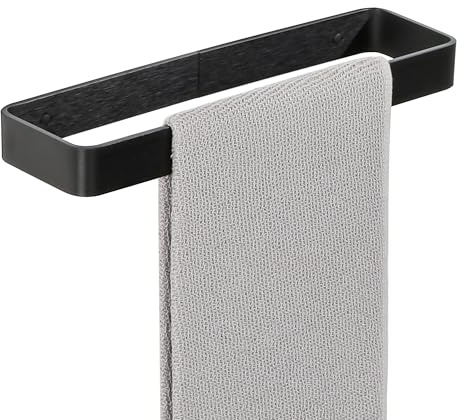 SAYAYO Handtuchhalter Ohne Bohren Schwarz 30cm Handtuchstange Selbstklebend | Handtuchstange Ohne Bohren Wandmontage Aluminium Badetuchhalter für Badezimmer und Küche
