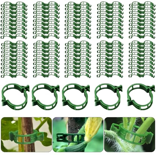 Geebymol Lot de 100 clips de support pour plantes grimpantes, clips de jardin réutilisables pour plantes de tomates, vignes, pinces de treillis connectent les plantes, fleurs, légumes pour une