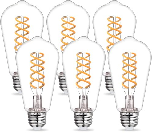 YIMILITE ST58 (ST19) LED Edison Bulbs 60 Watt Equivalent, CRI 80+, Shatterproof High Brightness Soft White 2700K Dimmable Antique LED Filament Bulbs, E26 Medium Base, 6 Pack
