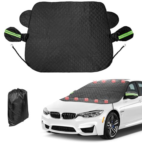 AdrreyuFny Sonnenschutz Auto Frontscheibe, Windschutzscheibe Sonnenschutz Frontscheibenabdeckung Sommer Winter Frostschutz Abdeckung Frost Staub Wasserbeständig UV Schwarz
