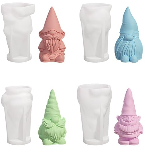 4 Stück Silikonformen Weihnachten Zwerg, 3D Silikonform Wichtel, Weihnachtsmann Gießformen, Beton Silikonform für Weihnachtsschmuck Dekoration