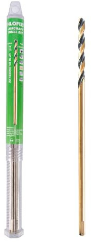 HLOFIZI 1/2 x 12 Inch Extra Long Drill Bit (1 Pack), Aircraft Drill Bit Black and Gold M2 HSS for Wood, Plastic, Thin Metal Sheet