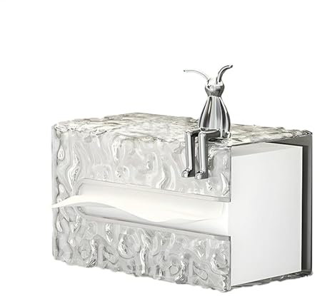 Dispensador de pañuelos montado en la pared - Cubierta para caja de pañuelos de estilo acanalado de agua, creativo, moderno | Dispensador de pañuelos cosméticos transparente, soporte de pared para