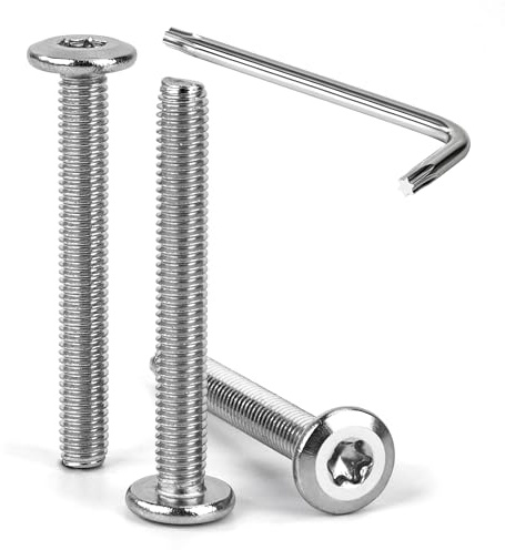 Tunejoy Vis à Tête Plate Torx M5 x 40 mm Vis à Six Pans Creux en Acier Inoxydable A2 V2A Boulons de Meubles Hexagonale avec Clé T25 Filetage Complet 30 Pièces
