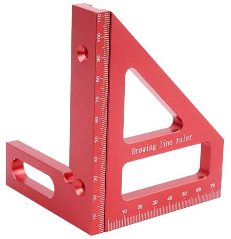 3D Multi Angle Measuring Ruler - Aluminum Alloy 45 90 Degree Protractor for Woodworking and C Entry, Miter Layout Tool (Red)