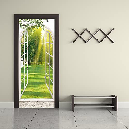 Türtapete Selbstklebend Fenster Tageslichtansicht Türtapete Wandbild Selbstklebend PVC Wasserdicht Abnehmbar Türfolie TürPoster Fototapete Wohnzimmer Schlafzimmer küche B85 x H205cm
