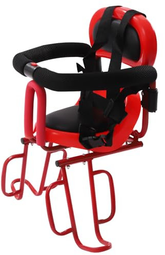 Xingfx Hinterer Kinderfahrradsitz für 6 Monate-6 Jahre mit Sicherheitsbügel, 4-Punkt-Gurt wasserdichtem Leder–Robuster Stahlrahmen, leicht montierbar für E-Bikes & Mountainbikes (Rot)