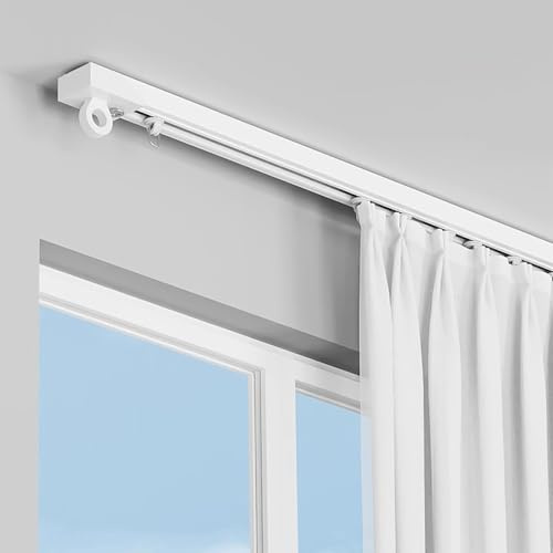 Vorhangschienen, Selbstklebende Gardinenschiene, Selbstklebend, Ohne Bohren, Raumteiler-Deckenschienen Für Vorhänge, Für Glatte Decken Oder Wände(Ceiling Mounted,290cm/9.51ft)