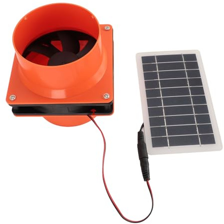 Solarbetriebener Abluftlüfter, 10W 5V Solarpanel Lüftungslüftungslüfter, 4,72 Zoll Solarabluftventilator für Außenhaus, Hühnermaterial, Schuppen, Haustierhaus, Gewächshaus,