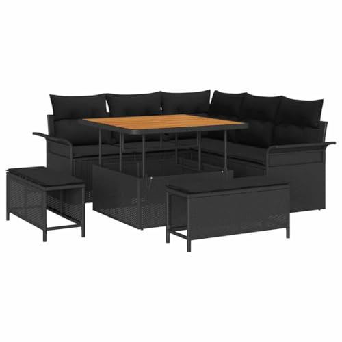 vidaXL Trädgårdsoffset 8 pcs Svart konstrotting, Trädgård och Terass, Modern Rattansoff set, Modulär Design, Lätt, UV-Skyddad, Utemöbler, Justerbart Bord